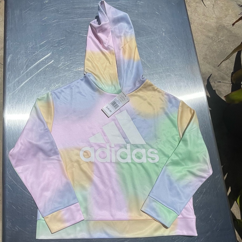 NWT Girls L Adidas Multicolor Tie-Dye Hoodie